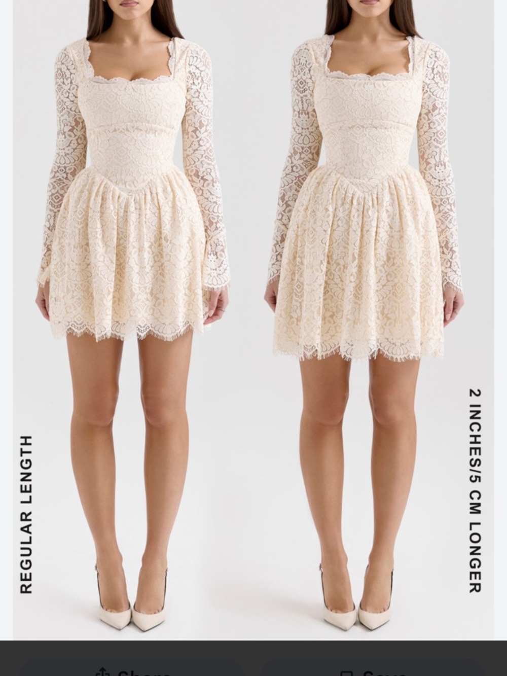 House of CB Ivory Lace Long-Sleeve Mini Dress